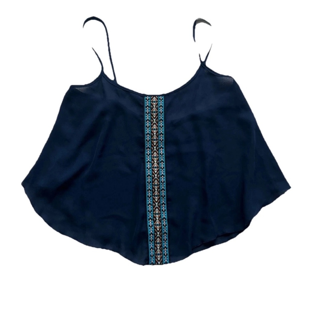 January 7 Sheer Women's Crop Top S Aztec Summer Festival Embroidered Blouse